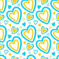 heart in the colors of the Ukrainian flag seamless pattern vector