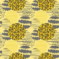 patrón geométrico vectorial de moda sin costuras con estampado de leopardo y círculos. vector