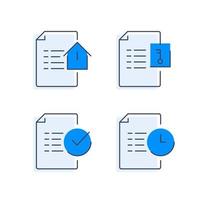 creación de contrato de casa de alquiler, términos y condiciones del documento, formulario de solicitud de hipoteca, marca aprobada de préstamo hipotecario, concepto inmobiliario vector