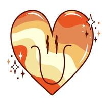 Retro groovy heart. St. Valentine Day. Hippie and boho style. vector