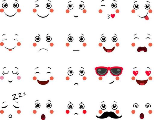 Set with icons of different expressions