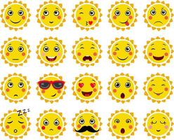 Set of a sun with different expressions vector