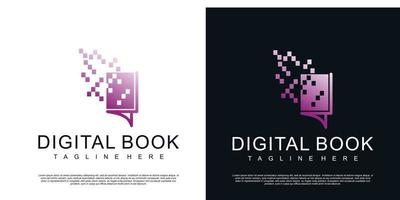 Digital tech book logo design template Premium Vector