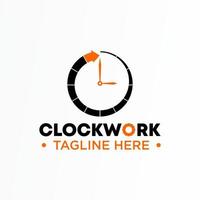 Simple arrow clock and gear Clockwork image graphic icon logo design abstract concept vector stock. can be used as corporate identity related to speed or timer