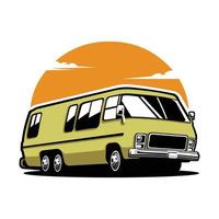 Classic Motorhome Campervan Vector Illustration Isolated