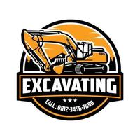 excavadora excavadora empresa de alquiler emblema logotipo plantilla vector aislado