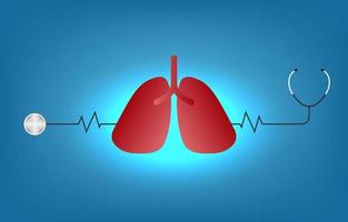 Lung check healthcare services and medical concept. Stethoscope shape lungs and checkup all organs. Vector illustration.