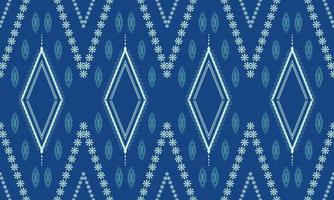 African ethnic textile fabric patterns blue background. Tribal motif Ikat geometry fabric seamless pattern vintage retro style. Royal luxurious ornate elegant ancient abstract ornament print vector. vector
