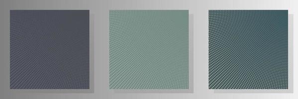 Abstract background dot perforated halftone title page templates vector kit. Digital catalog faded screen tone backdrops. Gradient design cover page layouts grey green and dark green color background.