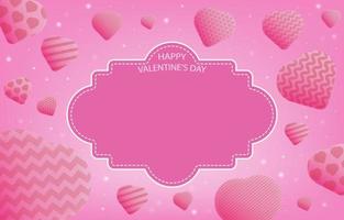 Happy Valentine's Day poster or banner with various hearts and blank border frame on pink background. Design for promotion and shopping template. Background for Love and Valentine's day concept. vector