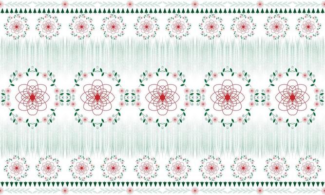 Ornate elegant antique porcelain flower and pine tree Christmas concept. Geometric Asian vintage retro style. Abstract seamless pattern texture fabric textile background backdrop art print vector.