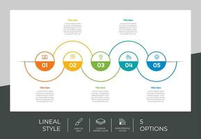 Line option circle infographic with paper effect concept for finance corporate. Option infographic can be used for presentation, brochure and marketing. vector