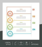 infografía cuadrada de opción de línea con concepto de efecto de papel para finanzas corporativas. la infografía opcional se puede utilizar para presentaciones, folletos y marketing. vector