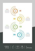 infografía de círculo de opción de línea con concepto de efecto de papel para finanzas corporativas. la infografía opcional se puede utilizar para presentaciones, folletos y marketing. vector