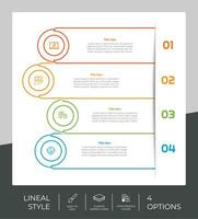 infografía cuadrada de opción de línea con concepto de efecto de papel para finanzas corporativas. la infografía opcional se puede utilizar para presentaciones, folletos y marketing. vector