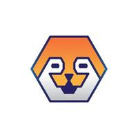 linda cabeza de perro shiba inu aislada en diseño de logotipo hexagonal para amante de las mascotas vector