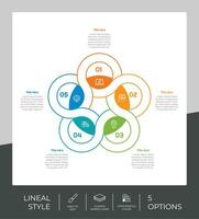 infografía de círculo de opción de línea con concepto de efecto de papel para finanzas corporativas. la infografía opcional se puede utilizar para presentaciones, folletos y marketing. vector