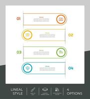 4 options of line infographic vector design with square object for marketing. Option infographic can be used for presentation and business.
