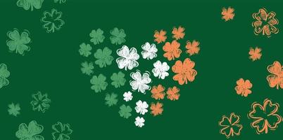 Patricks Day, heart, flying clover, hand drawn illustrations. vector