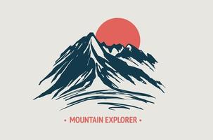 Mountain landscape, Camping in nature, sketch style, vector illustrations.