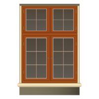 Vintage ▾ Marrone finestra nel realistico stile. legna telaio e gelosia. colorato png illustrazione.