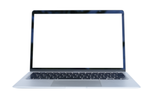 Laptop with blank white screen isolated for user interface mockups design png