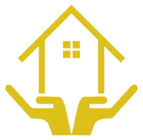 maison sur le symbole d'icône de main. illustration de la maison de rêve pour le logo, les applications, le site Web ou l'élément de conception graphique. formatpng png