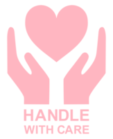 manipuler avec soin emballage avec symbole d'icône en forme de coeur pour le cadeau de la saint-valentin. étiquette d'emballage pour le cadeau de la saint-valentin. formatpng png