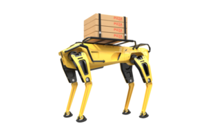 Robot dog delivering pizza png