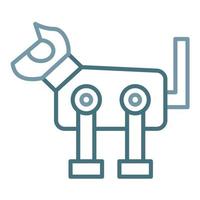 icono de dos colores de línea de perro robot vector