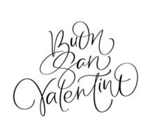 Happy Valentines Day on Italian Buon san Valentino. Black vector calligraphy lettering text with heart. Holiday love quote design for valentine greeting card, phrase poster