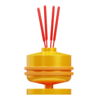 ilustração 3D render do ícone típico de bastão de incenso de aromaterapia chinesa, ano novo chinês png