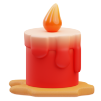 3D Render ilustración de un icono de vela roja ardiente chino típico, año nuevo chino png