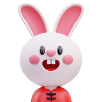 ilustração de ícone de avatar de coelho fofo de renderização 3D, ano do coelho, ano novo chinês png