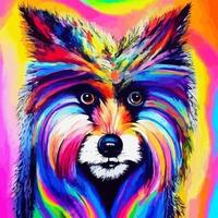 Colorful Fluffy Terrier Dog Portrait vector