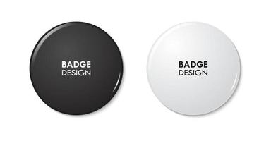 Realistic White Black Badge Set Glossy Element Mockup Template vector