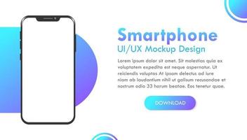 Realistic Notch Smartphone Device Colorful Blue Purple Interface Technology Mockup vector