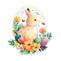 Cute Watercolor Easter Sticker Vector Illustration