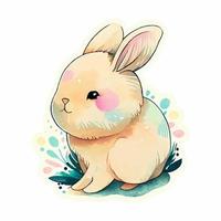 Cute Watercolor Easter Sticker Vector Illustration