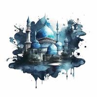 Watercolor Beautiful Painted Islamic Mosque vector