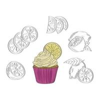 A set of cakes. Vector illustration in hand drawn style.