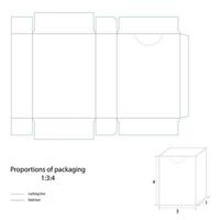 Die-cutting of packaging with cut and fold lines. Vector. vector