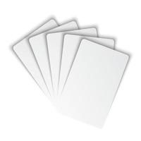 Five blank playing cards mockup. White cards on white background. Poker concept. Vector illustration