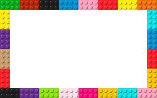 Color frame composed of coloured plastic toy blocks. Colorful brick banner. Abstract vector background