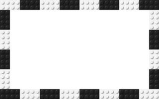 Simple frame composed of black and white toy blocks. Black and white brick banner. Abstract vector background