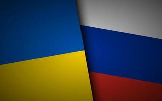 Flag of Ukraine and Russia. Ukrainian and Russian two folded flags. Invasion crisis vector