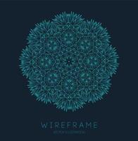 Circle pattern technology. Blue abstract geometric shape tech pattern on dark background. Music abstract vector illustration.