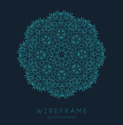 Circle pattern technology. Blue abstract geometric shape tech pattern on dark background. Music abstract vector illustration.