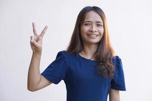 Asian woman tourists smile happily. photo