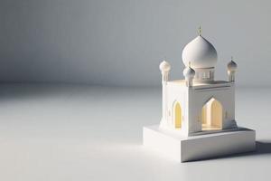 Mini empty mosque islamic minimalist 3d rendering realistic background photo